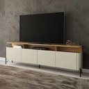 Ver imagem 1 de Rack Bancada 180cm para Tv com 4 Portas 100% Mdf Cor:louro e Luna com Preto