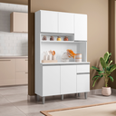 Ver imagem 2 de Armário de Cozinha Compacta 6 Portas 1 Gaveta Marcia Multiuso Ajl Móveis:branco