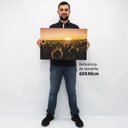 Ver imagem 2 de Quadro Decorativo em Canvas Girassóis ao Entardecer TaColado Moldura Flutuante 4,5cm Freijó 60 x 40c