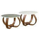 Ver imagem 1 de 1/3 Conjunto Mesa de Centro e Lateral Pés Cebola Composê Espelhada Branco Branco