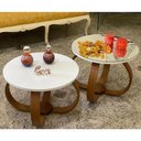 Ver imagem 2 de 1/3 Conjunto Mesa de Centro e Lateral Pés Cebola Composê Espelhada Branco Branco
