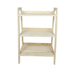 Estante Tipo Escada Pipa 3 Prat 88a X 60l X 38p em Madeira de Pinus - Natural - 2