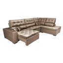 Ver imagem 7 de Sofá de Canto Retrátil e Reclinável Direito 3,00x2,36m Molas Cama inBox Espanha Velusoft Castor