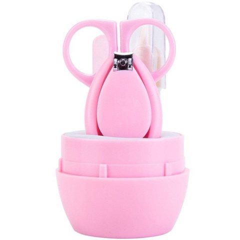 Kit Cuidado com As Unhas 4 Peças com Estojo para Bebês Rosa