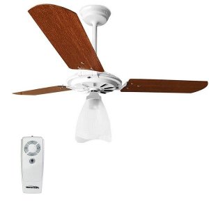 Ventilador de Teto com Controle Remoto Yris 150W e 180W Branco Pás Mogno Ventex - 127V