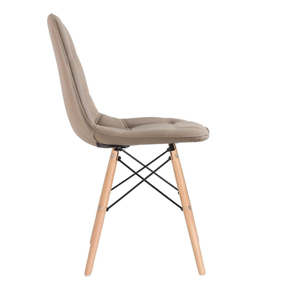 Conjunto Mesa Redonda Eames 80cm preto + 4 Cadeiras estofadas Eiffel Botonê Nude - 6