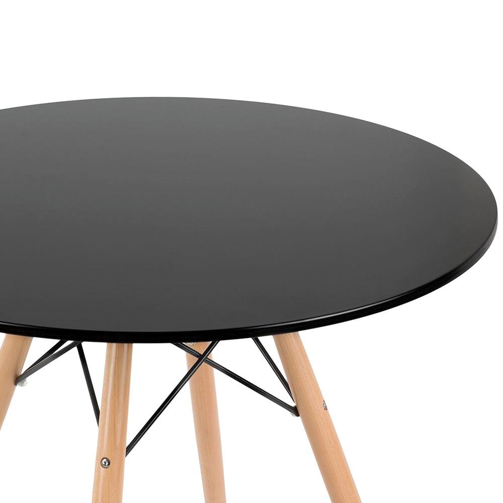 Conjunto Mesa Redonda Eames 80cm preto + 4 Cadeiras estofadas Eiffel Botonê Nude - 4