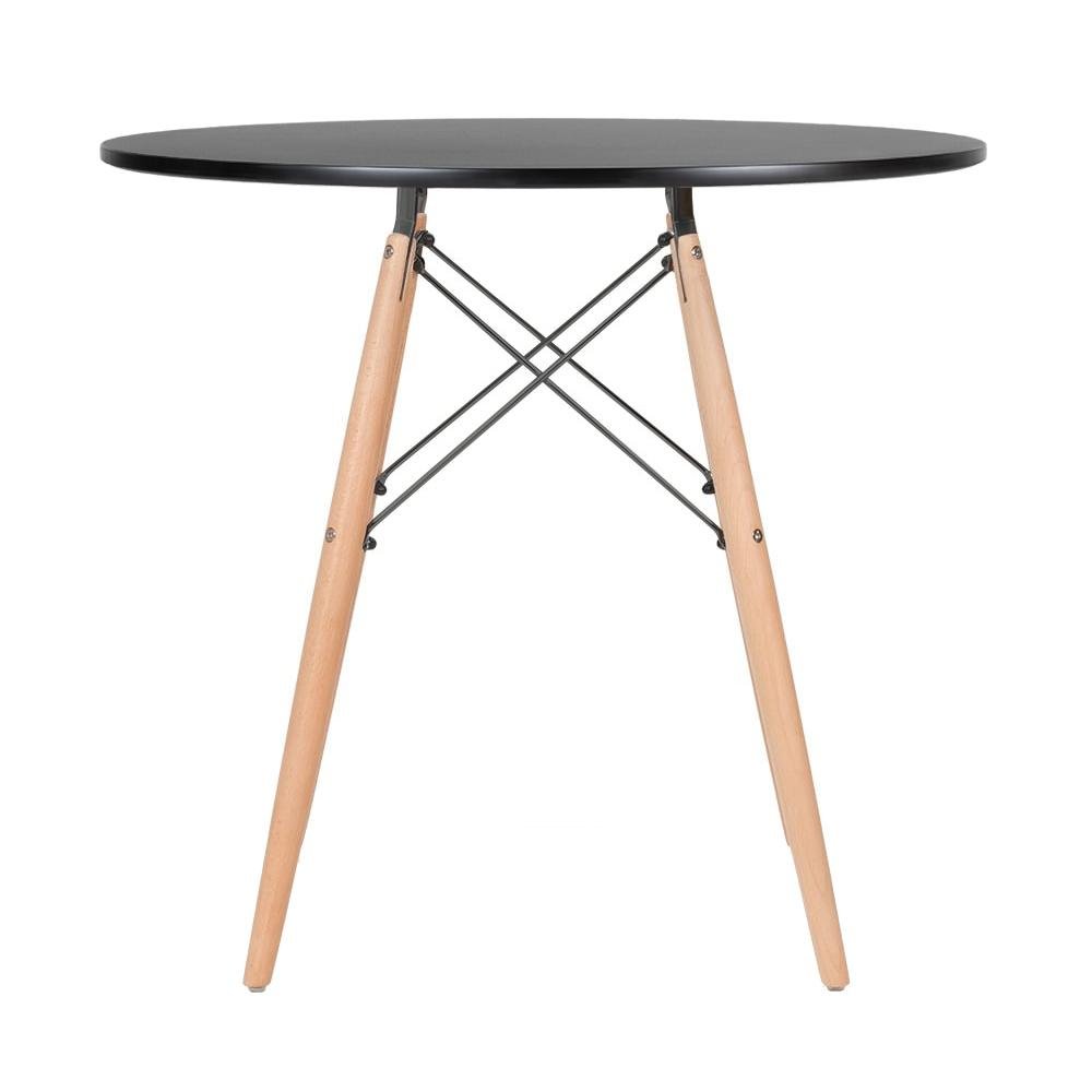 Conjunto Mesa Redonda Eames 80cm preto + 4 Cadeiras estofadas Eiffel Botonê Nude - 3