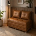 Ver imagem 4 de Puff Cama Casal Dobravel 130cm com Rodizios e Almofada Cor: Corissimo Conhaque