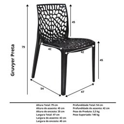 Cadeira Gruvyer Preta - kit com 6 - 4