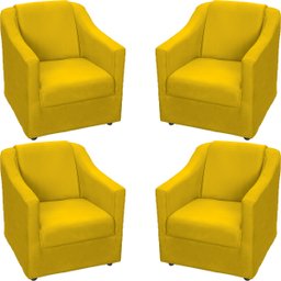 Kit 4 Poltronas Decorativas para Sala de Espera Recepção Escritório Consultório Suede - 1