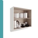 Ver imagem 3 de Armário Aéreo de Cozinha Miami 800mm 2 Portas C Porta Temperos Carraro Branco