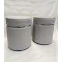 Ver imagem 2 de KIT 02 PUFF CINZA CLARO CINTA PRATA