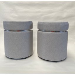 KIT 02 PUFF CINZA CLARO CINTA PRATA - 4