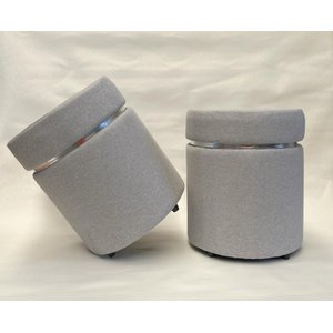 KIT 02 PUFF CINZA CLARO CINTA PRATA