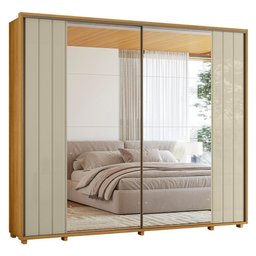 Guarda Roupa Casal Dalí Ripado 2 Portas Deslizantes Cumaru/opala com 8 Espelhos - Madetec - 1