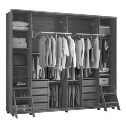Guarda Roupa Casal Dalí Ripado 2 Portas Deslizantes Cumaru/opala com 8 Espelhos - Madetec - 4