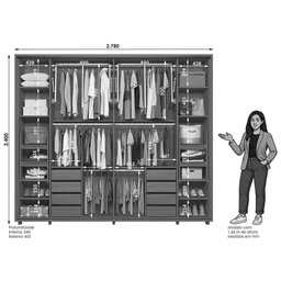 Guarda Roupa Casal Dalí Ripado 2 Portas Deslizantes Cumaru/opala com 8 Espelhos - Madetec - 5