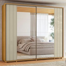 Guarda Roupa Casal Dalí Ripado 2 Portas Deslizantes Cumaru/opala com 8 Espelhos - Madetec - 2