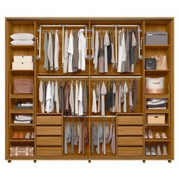 Guarda Roupa Casal Dalí Ripado 2 Portas Deslizantes Cumaru/opala com 8 Espelhos - Madetec - 3