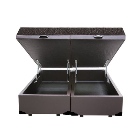 Cama Box Baú Queen Colchão Mola Bonnel Belos Sonhos + Box Sintético 61x158x198:Cinza