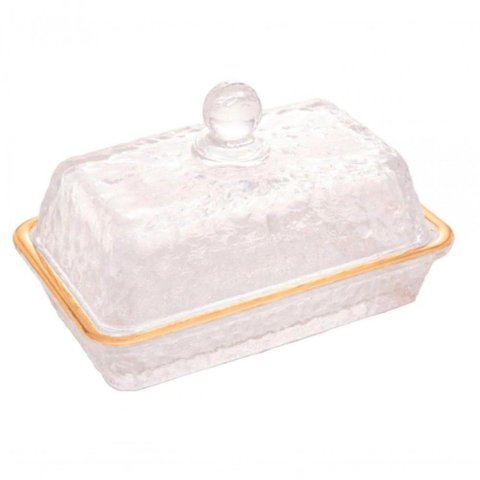 Manteigueira Cristal Fio de Ouro com Tampa Petra 17cm - Lyor