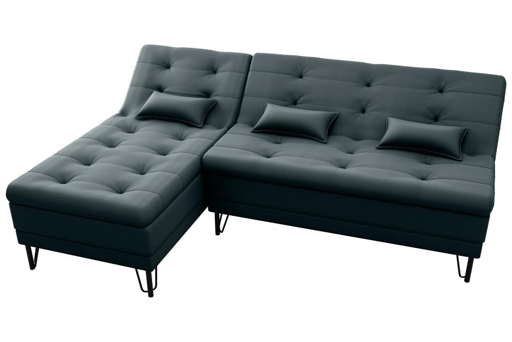 Sofá Cama com Chaise 3 Lugares 2,00 Mts Nice Matrix Preto - 3