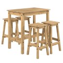 Ver imagem 1 de Mesa Alta e 4 Banquetas de Madeira Maciça Marrom Antique