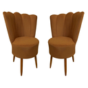 Ver imagem 1 de Kit 2 Cadeiras Decorativa Pétala Veludo Premium Pés Retrô Palito Sala e Quarto Terracota