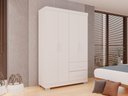 Ver imagem 3 de Guarda-roupa Solteiro 4 Portas 2 Gavetas Estrela Premium Salleto Branco
