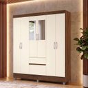 Ver imagem 1 de Guarda Roupa Casal 6 Portas 2 Gav Espelho Roupeiro Quarto Imbuia Champanhe