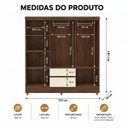 Ver imagem 3 de Guarda Roupa Casal 6 Portas 2 Gav Espelho Roupeiro Quarto Imbuia Champanhe