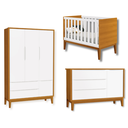 Ver imagem 1 de Quarto de Bebê Berço + Cômoda Sapateira + Guarda Roupa 3 Portas Savana Classic Madeira