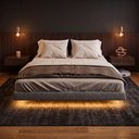 Ver imagem 5 de Cama Box King Osaka Flutuante Estilo Japonesa 193x203 Base Estofada Bouclê Cinza - Desk Design