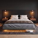 Ver mais imagens de Cama Box King Osaka Flutuante Estilo Japonesa 193x203 Base Estofada Bouclê Cinza - Desk Design