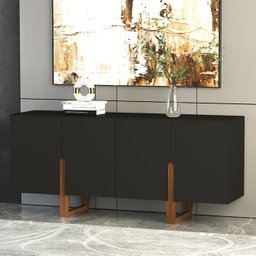 Balcão Buffet 4 Portas para Sala de Jantar Canes Preto/imbuia:180x45cm - 2