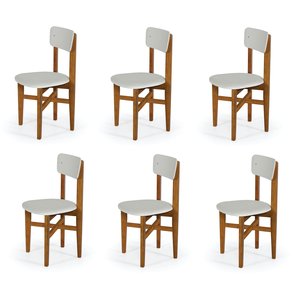 Kit 6 Cadeiras em Madeira Maciça Elisa para Sala de Jantar Off-white