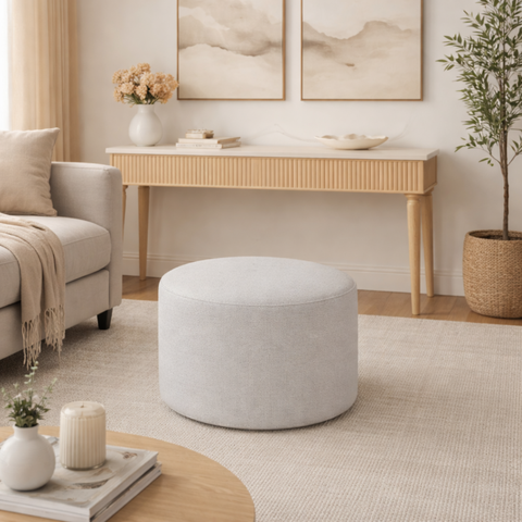 Puff Puffer Redondo Decorativo Descanso Sala Quarto Charme