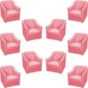 Ver imagem 1 de Kit 10 Poltronas Decorativa Mila Pé de Plástico Cromado - Rosê Suede