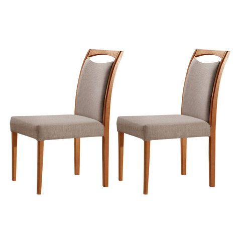 Conjunto 2 Cadeiras Madeira Maciça Safira Cinza/Brisa/Imbuia Marrom