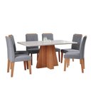 Ver imagem 2 de Sala de Jantar 6 Lugares Tampo de Vidro 160 cm Joana Cinamomo/Grafite - Panorama Móveis