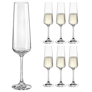 Jogo 6 Taças Champanhe Cristal Titânio Bohemia Sandra 200ml