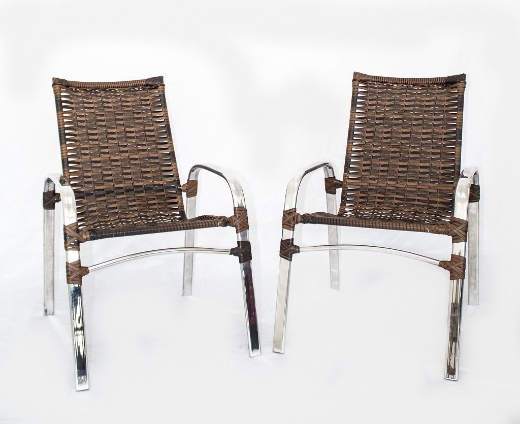 4 Cadeiras Emily e Mesa Adaptada em Alumínio para Área, Jardim, Piscina - Tabaco - 5