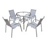 4 Cadeiras Emily e Mesa Adaptada em Alumínio para Área, Jardim, Piscina - Tabaco - 1