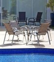Ver imagem 3 de 4 Cadeiras Emily e Mesa Adaptada em Alumínio para Área, Jardim, Piscina - Tabaco