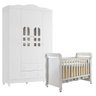 Berço Americano Mirelle e Guarda Roupa New Selena 4 Portas Branco Brilho Móveis - 1