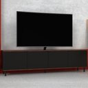 Ver imagem 1 de Rack para Tv até 50 Polegadas 4 Portas Castanho/preto - Pnr Móveis