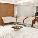 Ver imagem 2 de Namoradeira e 2 Poltronas Industrial Preto Stella Noz/linho Bege D03 - D'Rossi
