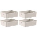 Ver imagem 1 de Kit 4 Caixas Organizadoras ou Multiuso 12l Bege Flow 34x27x13cm Lavanderia Closet Banheiro