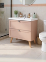 Ver imagem 4 de Gabinete para Banheiro com Cuba e Armario 80cm Retro MDF Rosa Milano - On Móveis